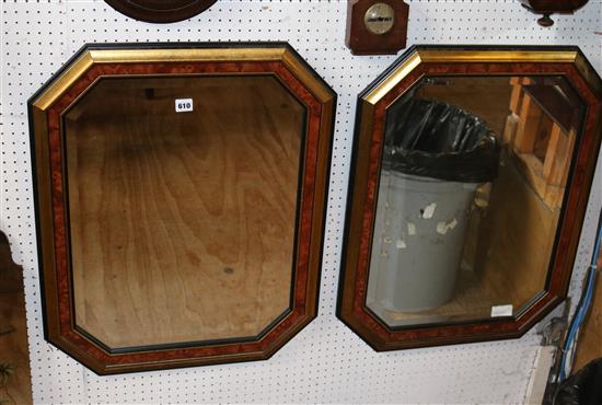 Pair octagonal framed mirrors